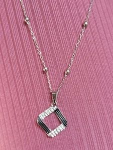 Diamond Square Pendant Necklace