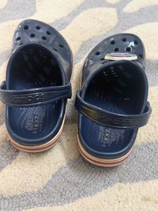 Navy Crocs Clogs with Stripe Detail