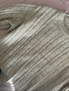 Cream Cable Knit Cropped Sweater
