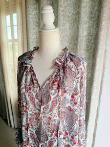 Bohemian Paisley Print V-Neck Blouse