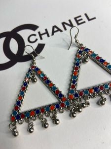Ethnic Colorful Triangle Drop Earrings