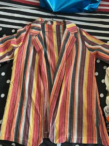 Striped Open Front Coat with shorts