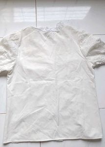 White semi sheer Top