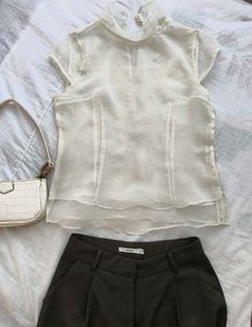 Sheer White Mock Neck Top