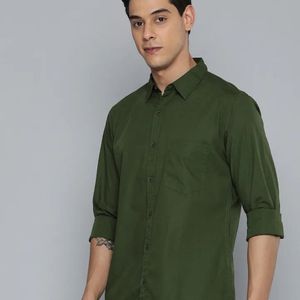 peter England Men's Olive Green Casual Shirt