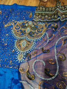 Beautiful Blue Embroidered lehanga  Saree