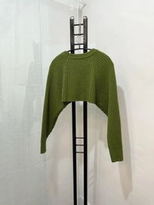 Green Cropped Knit Sweater