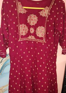Beautiful Maroon Kurta with Gold Print