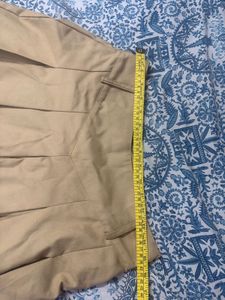 Biege Pleated Mini Skirt