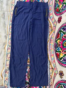 Blue Comfortable Zip Pocket Pants