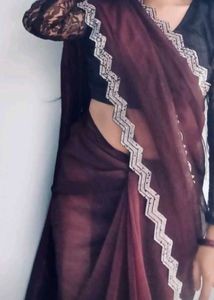 Elegant Burgundy Saree with Lace Blouse