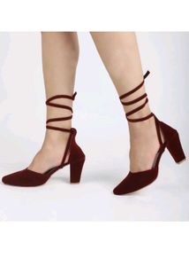 Maroon Heel With Straps- size 6