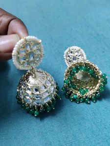 Elegant Green Jhumka Earrings