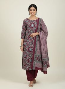 pure jaipuri cotton ajrak print suit