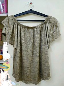 Gold Metallic Off-Shoulder Top! 🌟