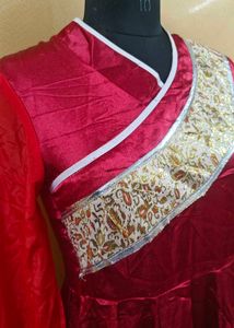 Red Anarkali Gown with Embellishments