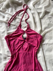 Hot Pink Halter Neck Mini Dress