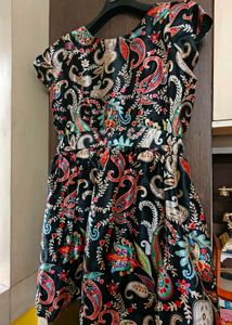 Stylish Paisley Print Black Dress