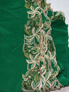 Bangalore crepe Green Embroidered Saree