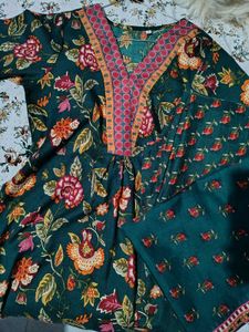 Green Floral Print Kurta Set