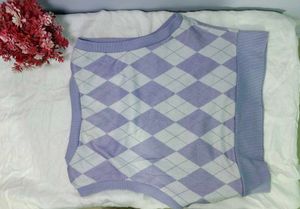 Lavender Argyle Knit Top
