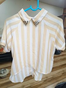 Light Yellow And White Top