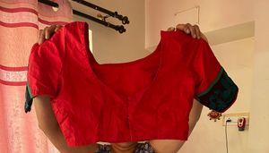 Designer Orange and Red Saree (With Blouse)
