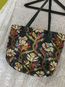 Vintage Floral Tapestry Tote Bag(jute)