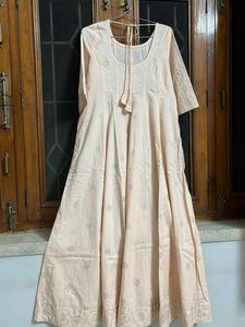 Peach Kurta Set with Silver Embellishments
