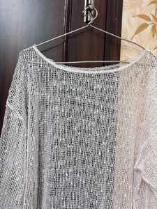 Sheer White Mesh Long Sleeve Top