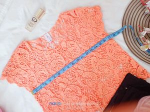Peach Lace Top &amp; Shorts Set