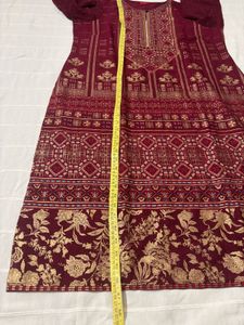 🆕W Maroon Kurta with Stunning Sleeves