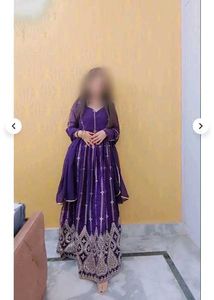 Elegant Purple Embroidered Anarkali Gown