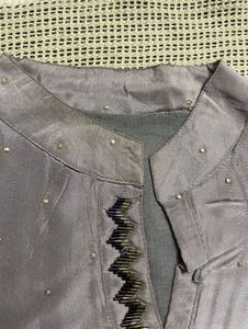 Elegant Grey Kurta Set with Embellishments