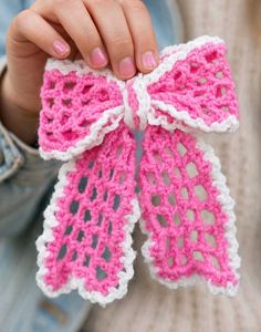 Handmade Crochet Pink Bow Hair Clip