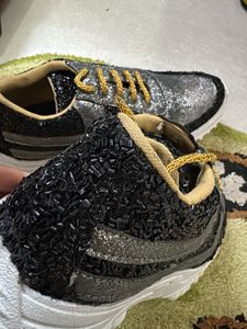 Sparkling Silver &amp; Black Sneakers