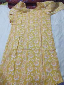 Yellow Floral Print Kurta Palazzo Set