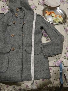 Gray Hooded Wool Blend Coat winter