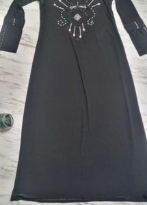Elegant Black Embellished Abaya Gown