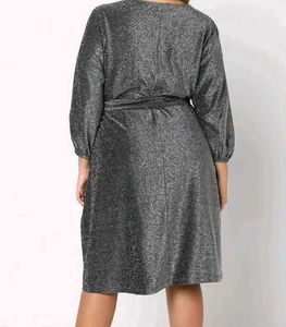 Sparkling Silver V-Neck Dress