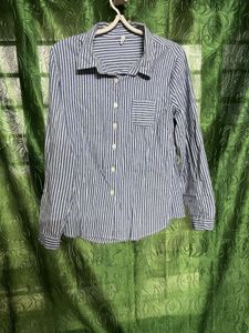 Striped Oversized Button-Up Shirt