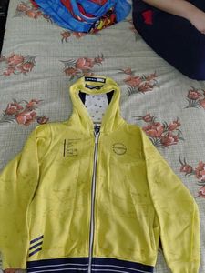 Men's Yellow Graphic Zip-Up Hoodie