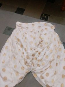 White &amp; Gold Polka Dot Dhoti Pants