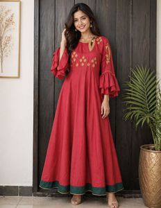Elegant Red Anarkali Kurta