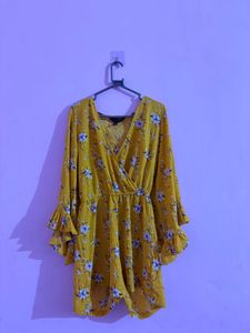 Yellow Floral Wrap jumpsuit
