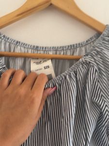 Striped Off-Shoulder Top with Lace Trim