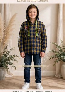 Kids Checkered Hooded Shirt