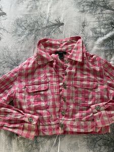 Pink Gingham Cropped Jacket