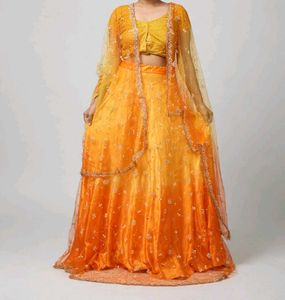 Orange & Yellow Ombre Lehenga Choli Set