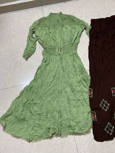 Elegant Green Kurta Set with Embellished Pants